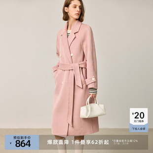 LILY奥莱冬新款 女装 经典 双排扣通勤宽松直身绵羊毛双面呢大衣女款
