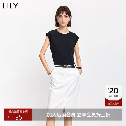 ~LILY2026夏新款莫代尔混纺圆领休闲通勤小包袖T恤上衣内搭短款女