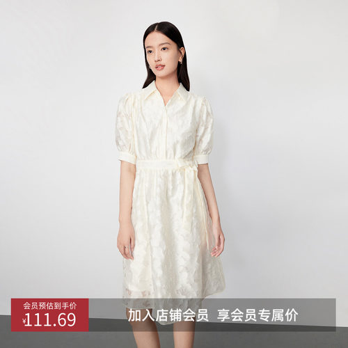 复古泡泡袖， 洋气绑带设计