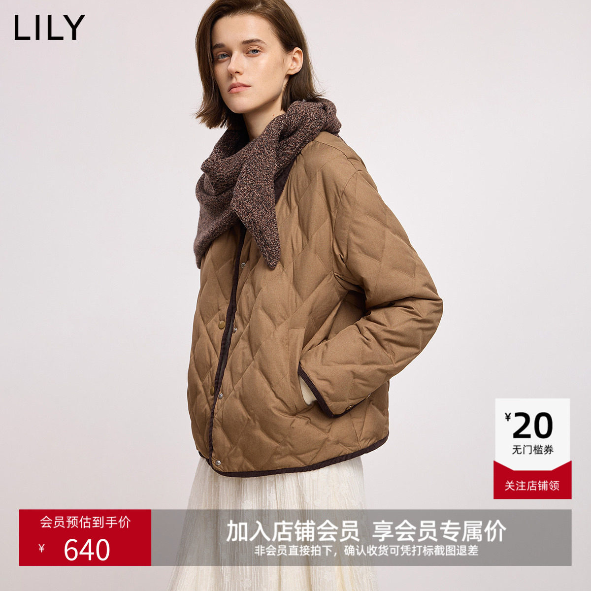 LILY2025冬新款巴恩风撞色灯芯绒翻领90鸭绒轻薄羽绒服外套女短款,女装/女士精品,羽绒服,淘宝优惠券,粉丝福利购,淘宝优惠卷