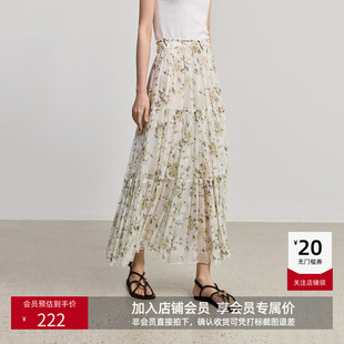 女装 LILY夏新款 波西米亚风碎花休闲百褶裙半身裙 商场同款