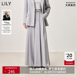 【LILY大师系列】商场同款2025春格雷系宽松垂感灰色阔腿裤西裤女
