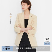 【专柜甄选】LILY奥莱春新款女装商务通勤抽褶七分袖休闲西装外套