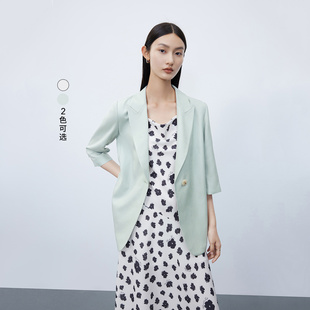 气质直身一粒扣白色七分袖 新款 _凉感醋酸 外套女夏季 LILY奥莱西装