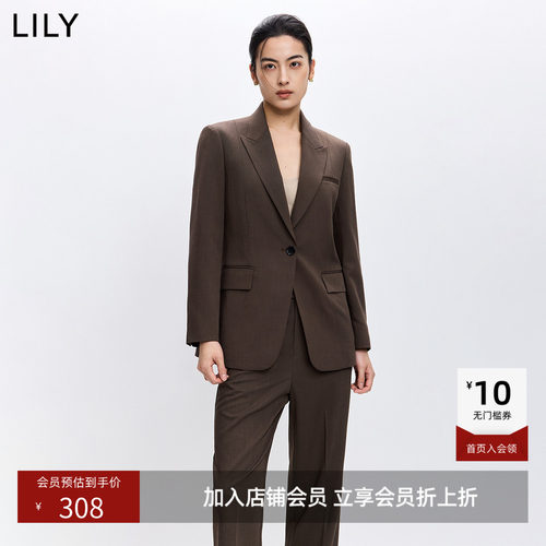 LILY2026春新款女装复古老钱风气质职场通勤宽肩直身廓形西装外套