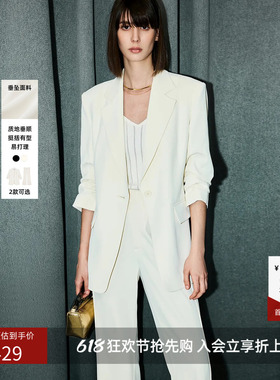 LILY夏新款女装简约气质通勤高级感都市修身休闲黑色西装外套