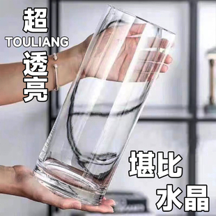 花瓶透明玻璃落地水养花瓶摆件直筒客厅宽口特大号富贵竹装饰插花