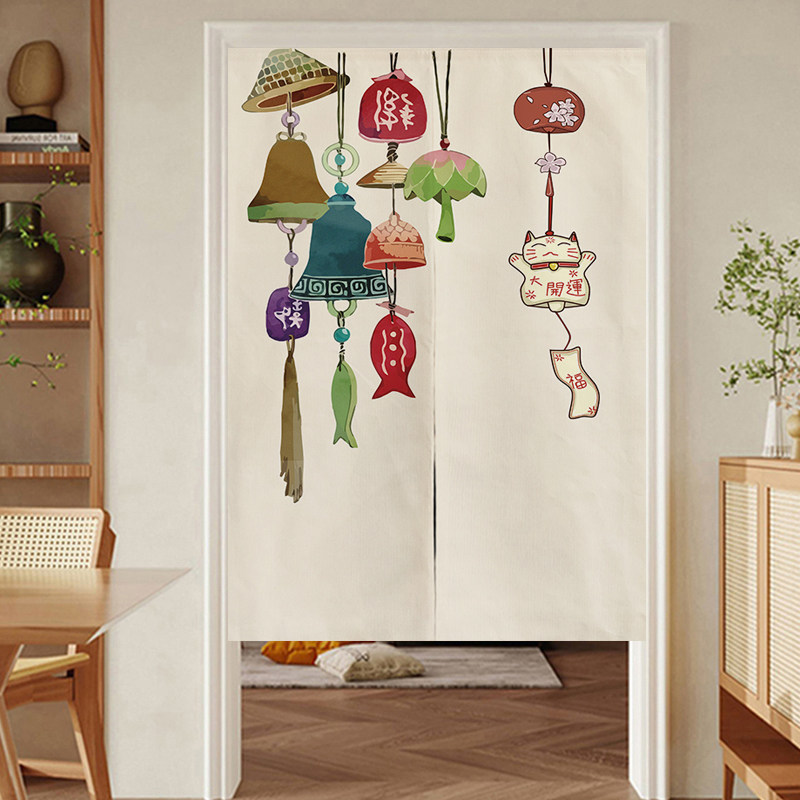 中国风布艺门帘中式隔断帘玄关屏风卧室过道厕所大门口风水半帘子