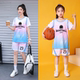 假两件篮球服女生套装 球衣定制比赛队服儿童初中生学生班服夏 短袖