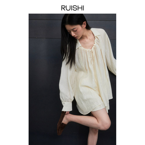 RUISHI芮时醋酸长袖A字短裤套装