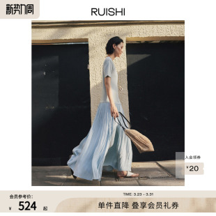 鎏光重磅多层大a摆连衣裙长裙女夏季 RUISHI芮时 海岛波光