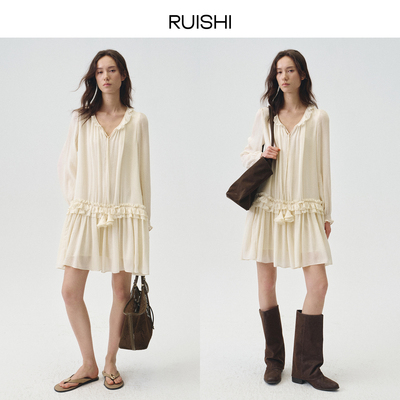 【直播专属】RUISHI芮时“云絮柔漾”宽松度假风荷叶边连衣裙女夏
