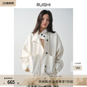 风衣外套女春 立领大口袋下摆抽绳短款 RUISHI芮时 松弛片想