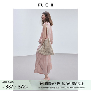 上衣8分裙褲 柔霧波光質(zhì)感抽繩設(shè)計(jì)無袖 RUISHI芮時(shí) 女夏季 現(xiàn)貨