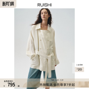 中长款 双排扣大翻领蝙蝠袖 风衣外套女春夏 轻都之旅 RUISHI芮时