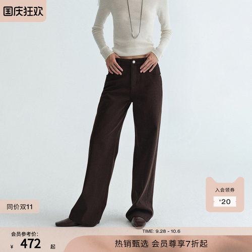 RUISHI芮时“马德里巷”莱赛尔棉混纺显瘦直筒复古牛仔休闲裤女秋