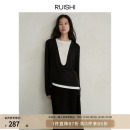 宽松落肩U领老钱风穿搭假两件天丝羊毛针织打底衫 RUISHI芮时 女春