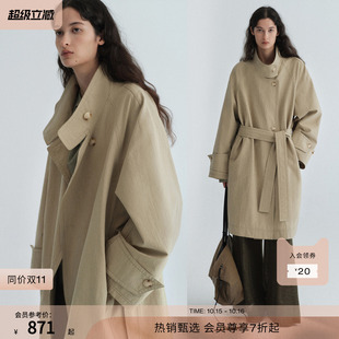 RUISHI芮时“风的备忘录”棉锦混纺休闲风衣中长款外套女2026秋新