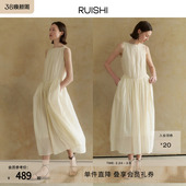 一字领立体褶皱花苞裙无袖 RUISHI芮时 连衣裙长裙女夏季 现货