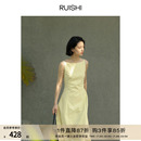 一字肩气质连衣裙女春夏 现货 RUISHI芮时 纯棉不对称设计法式