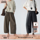 RUISHI芮时 女冬 阔腿裤 人生皮裤 橡筋腰宽松蛋白皮九分pu皮裤