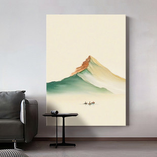 宋代美学高级感餐厅玄关壁挂画意式极简中式风山水行舟客厅装饰画