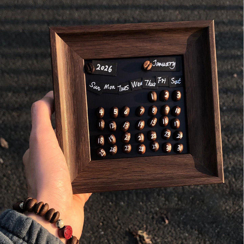 咖啡豆日历复古创意客厅装饰画摆件小众咖啡店挂画文艺玄关墙画