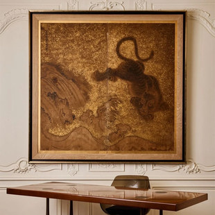 猛虎下山 中式复古风客厅装饰画轻奢高档书房玄关大气艺术壁挂画