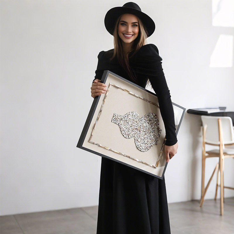 简约现代餐厅客厅玄关沙发背景墙装饰画抽象贝壳小众艺术三联挂画