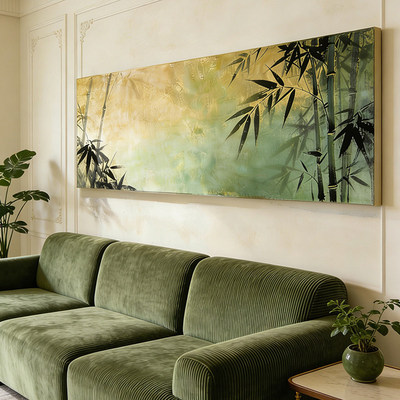 竹影栖心新中式客厅装饰画