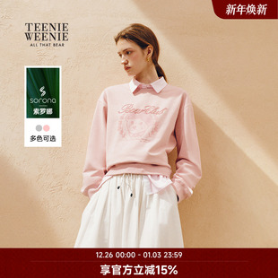 上衣 舒适时尚 TeenieWeenie小熊奥莱萌趣圆领休闲长袖 卫衣25秋新款
