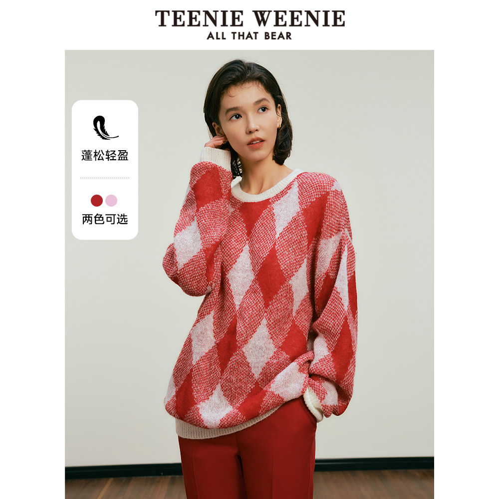 TeenieWeenie小熊奥莱秋季马海毛混纺毛衣慵懒风针织衫薄