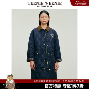 TeenieWeenie小熊奥莱秋冬学院风长款 领子撞色棉服复古