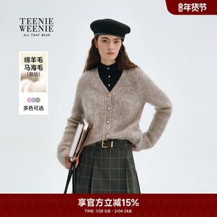 TeenieWeenie小熊奥莱毛针织衫秋冬简约气质宽松基础V领毛衣开衫