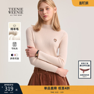时尚 秋款 TeenieWeenie小熊毛针织衫 半高领打底衫 绵羊毛