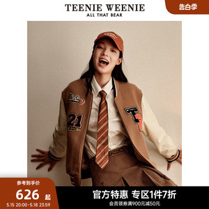 TeenieWeenie小熊奥莱毛呢学院风棒球服外套女秋冬