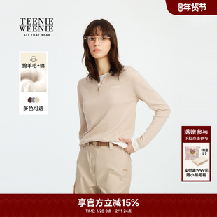 【含绵羊毛】TeenieWeenie小熊奥莱毛针织衫春秋款假两件撞色毛衣