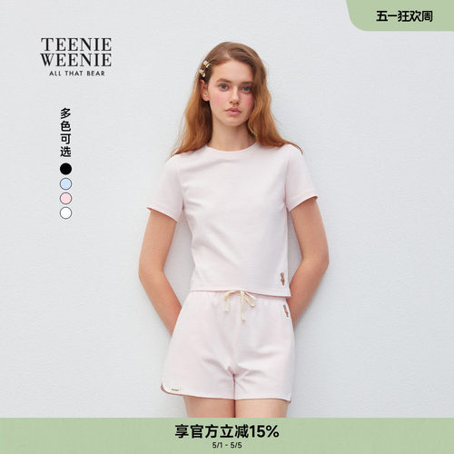 TEENIEWEENIE bearnova小熊女装春夏时尚简约大方青春活力刺绣T恤