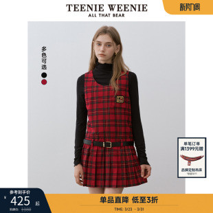 TeenieWeenie小熊奥莱连衣裙冬季 圆领定制皮腰带背心裙子