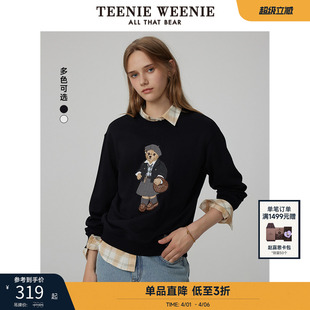 TeenieWeenie小熊奥莱女装 圆领套头卫衣学院风短款 上衣时尚 女 冬装