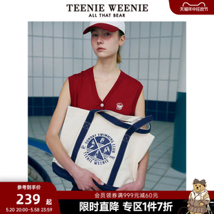 TeenieWeenie小熊奥莱2024年大容量帆布包手提包斜跨包收纳包撞色