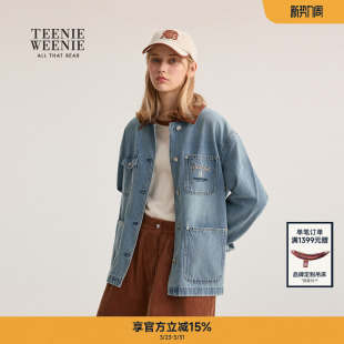 松弛感翻领牛仔上衣 TeenieWeenie小熊外套秋款 焦点巴恩