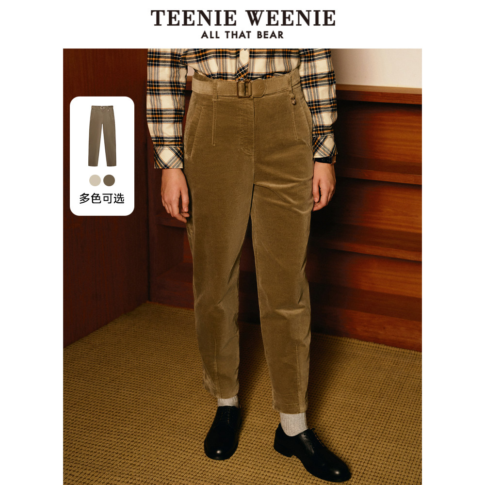TeenieWeenie小熊奥莱秋季休闲腰带款锥形裤简约时尚长裤