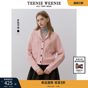 冬季 休闲翻领珠管绣舒适外套 毛针织开衫 TeenieWeenie小熊奥莱女装