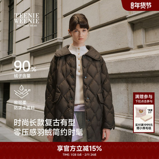 TeenieWeenie小熊奥莱羽绒服冬季复古休闲舒适翻领保暖长款外套女