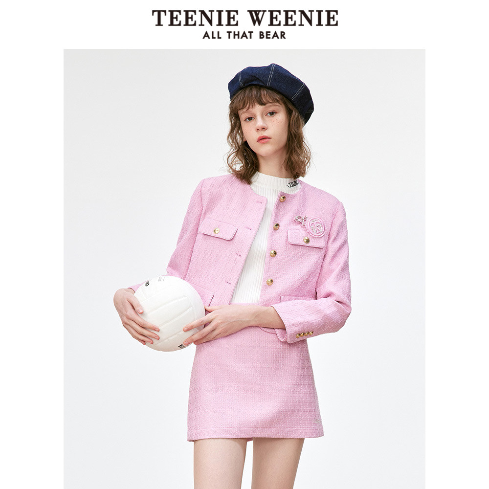 TeenieWeenie小熊奥莱短款小香风西装外套粗花呢上衣小个