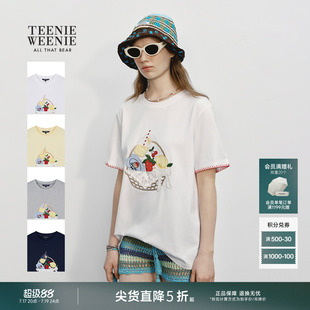 TeenieWeenie小熊女装26夏季新款趣味性活力水果刺绣圆领短袖T恤