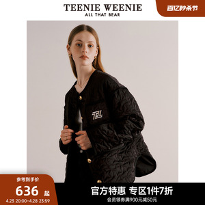 TeenieWeenie小熊奥莱撞色菱形格薄款棉服外套绗线短款