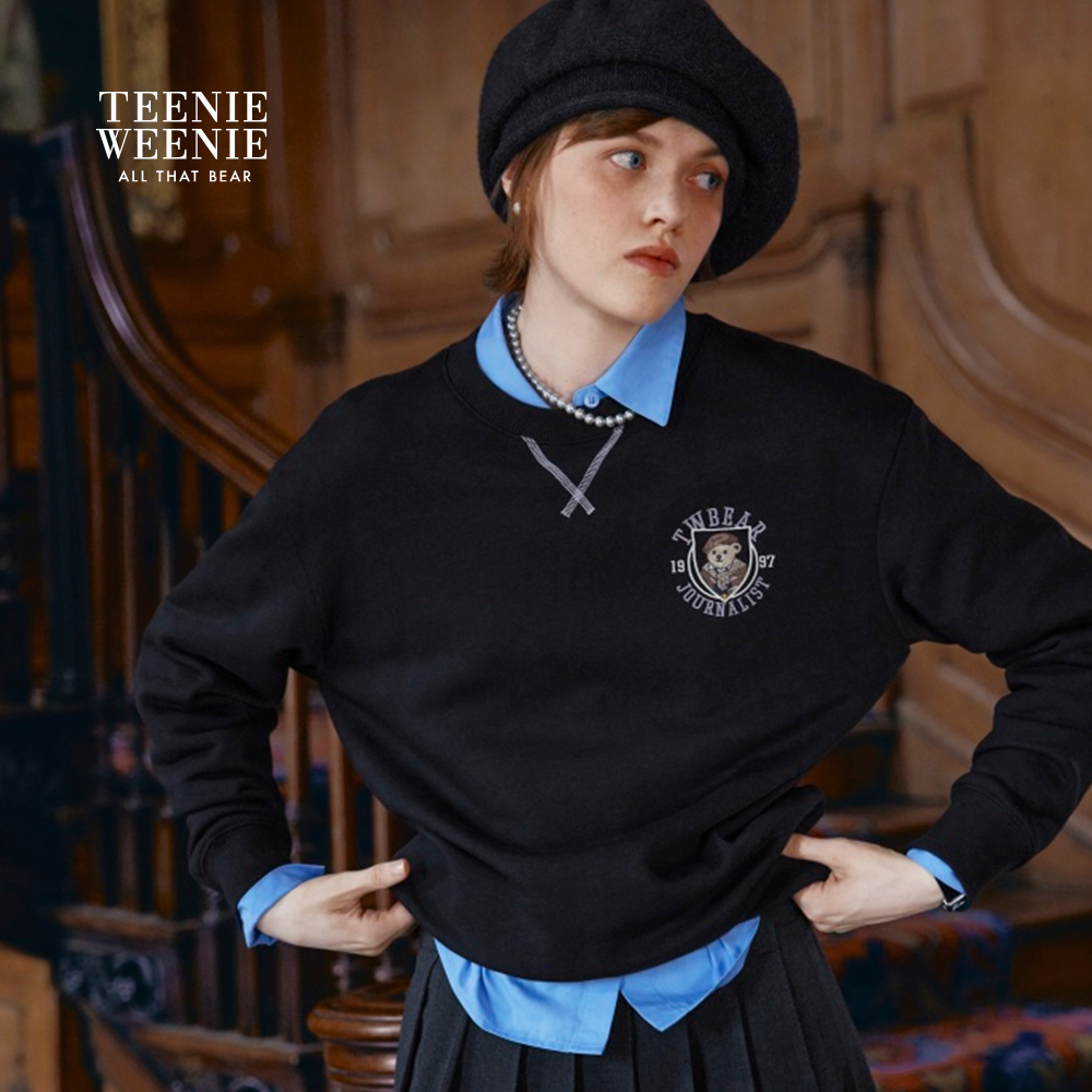TeenieWeenie小熊奥莱卫衣2025冬秋新款保暖舒适加绒基础圆领上衣