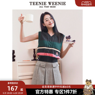 TeenieWeenie小熊奥莱套头V领针织背心马甲外搭内穿甜美女春装 款